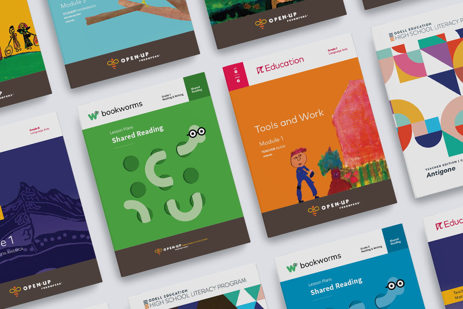 Collection of OUR's ELA curriculum book covers